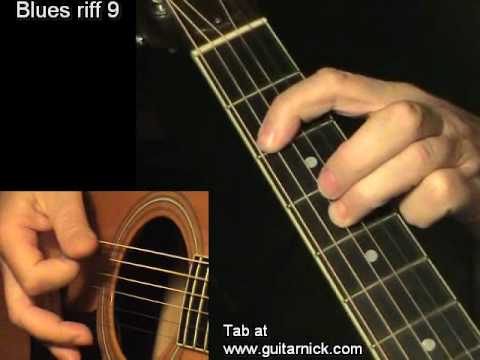 Blues riff 9 - flatpicking + TAB! Acoustic guitar lesson, learn to play