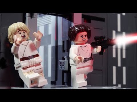 Luke and Leia walk (!) across the Death Star Shaft - LEGO STAR WARS - Stop-Motion Story
