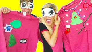 BLINDFOLD DIY UGLY CHRISTMAS SWEATER CHALLENGE!