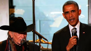 President sings along with Willie Nelson