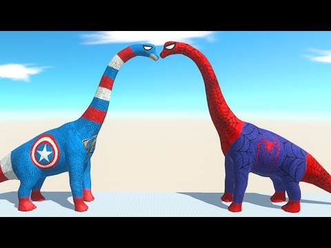 Captain America Brachio Death Fall vs Spider Man Brachio - Animal Revolt Battle Simulator