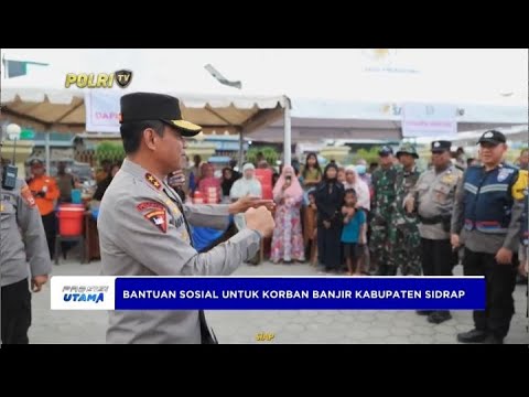 POLDA SULSEL SALURKAN BANSOS KORBAN BANJIR KABUPATEN SIDRAP