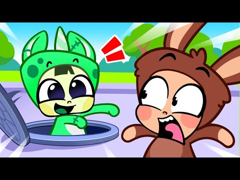 Manhole Cover is Dangerous!😱⛔️ Labubu adventure 👶 Zombie Police Officer🧟