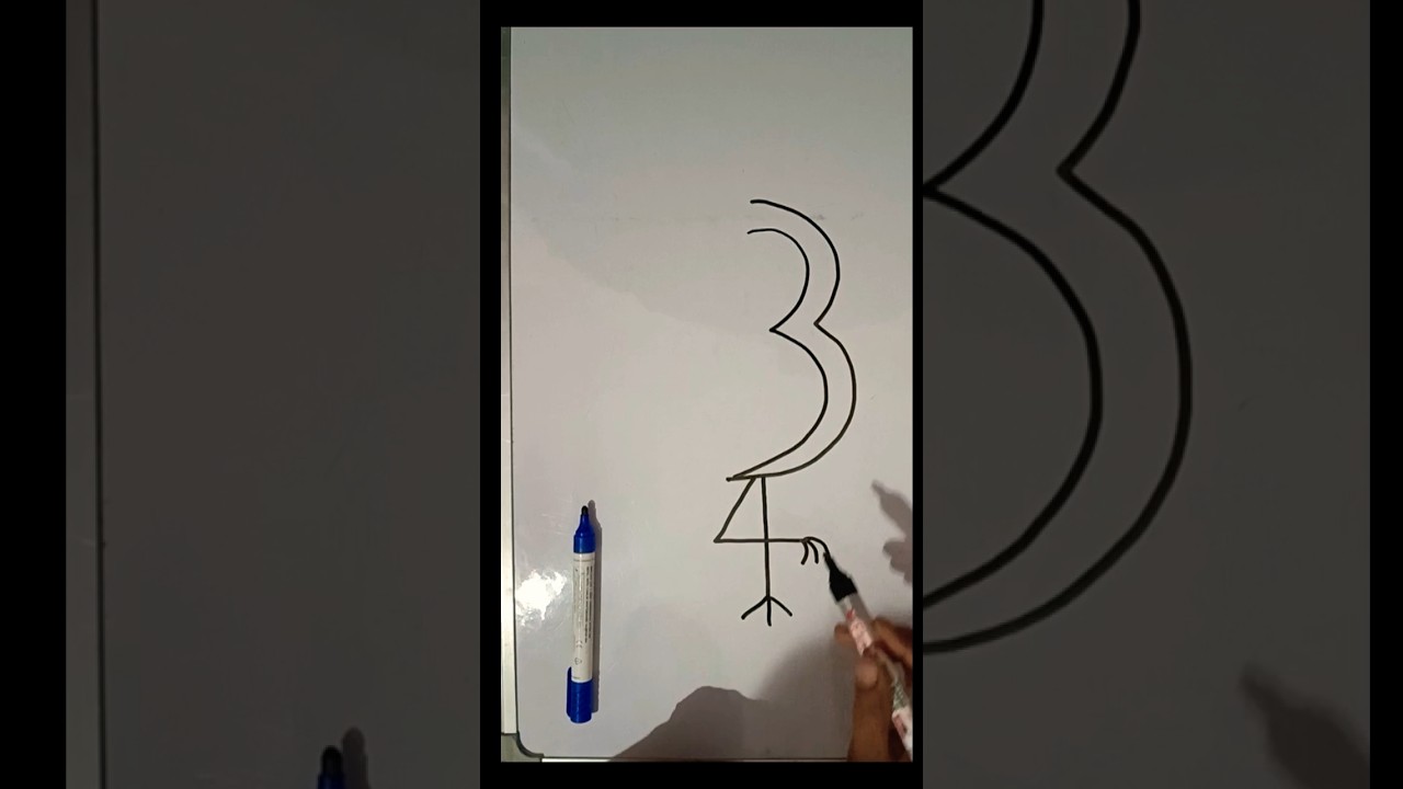 34 = Simple and easy crane bird drawing #shorts #drawing #art