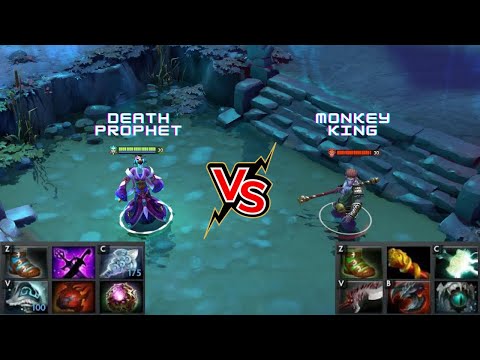 Dota 2 | Death Prophet vs Monkey King lvl 30 [ WITH SKILLS] | Full Items