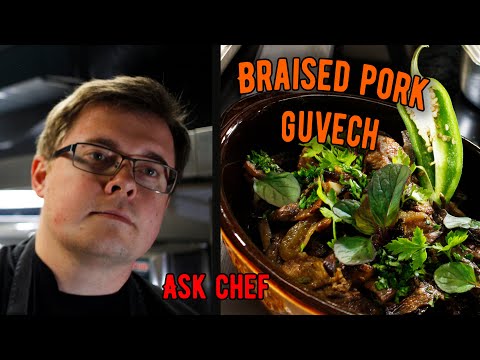 Braised pork in a pot. My interpretation of Bulgarian recipe of Guvech with a twist. Really good!👌