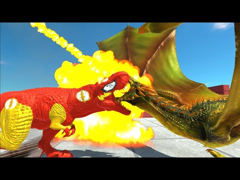 ⚡ SUPERHEROES TYRANNOSAURUS REX CLIMB CHALLENGE -  Animal Revolt Battle Simulator ARBS