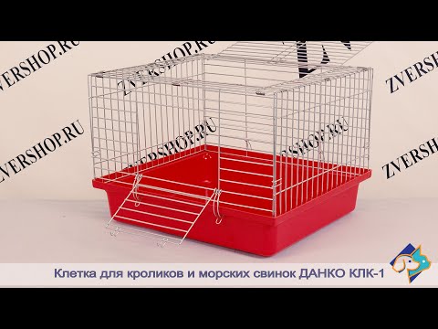 Клетка для кроликов, морских свинок КлК-1 на пластиковом поддоне Данко, разборная, в коробке