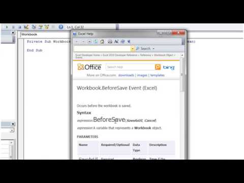 Excel 2010 VBA Tutorial 41   Events   Workbook Before Save