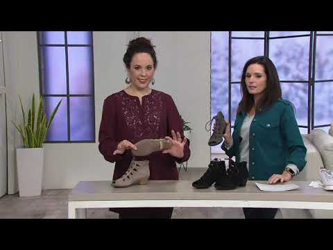 Earth Suede Lace-up Peep Toe Sandals - Aurora on QVC