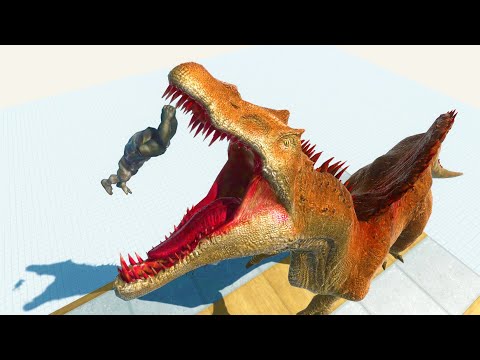 Slow Motion Giant Spinosaurus Eats Feeds - Animal Revolt Battle Simulator