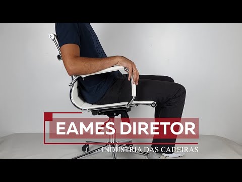 Eames – Cadeira Diretor Base Giratória Cromada - Branca – Indústria das Cadeiras