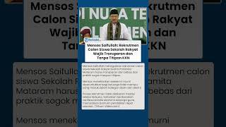 Mensos Saifullah: Rekrutmen Calon Siswa Sekolah Rakyat Wajib Transparan dan Tanpa Titipan KKN