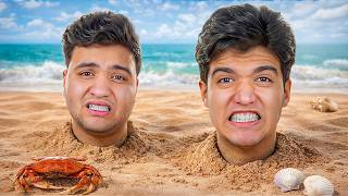 تحدي البقاء علي قيد الحياه في الصحراء 🏝️ لمدة 24 ساعه 😱 محمد ( راح فيها ) 🤕 !