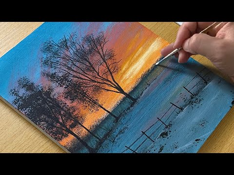 You Won’t Believe How Simple This Sunset Winter Painting Is!