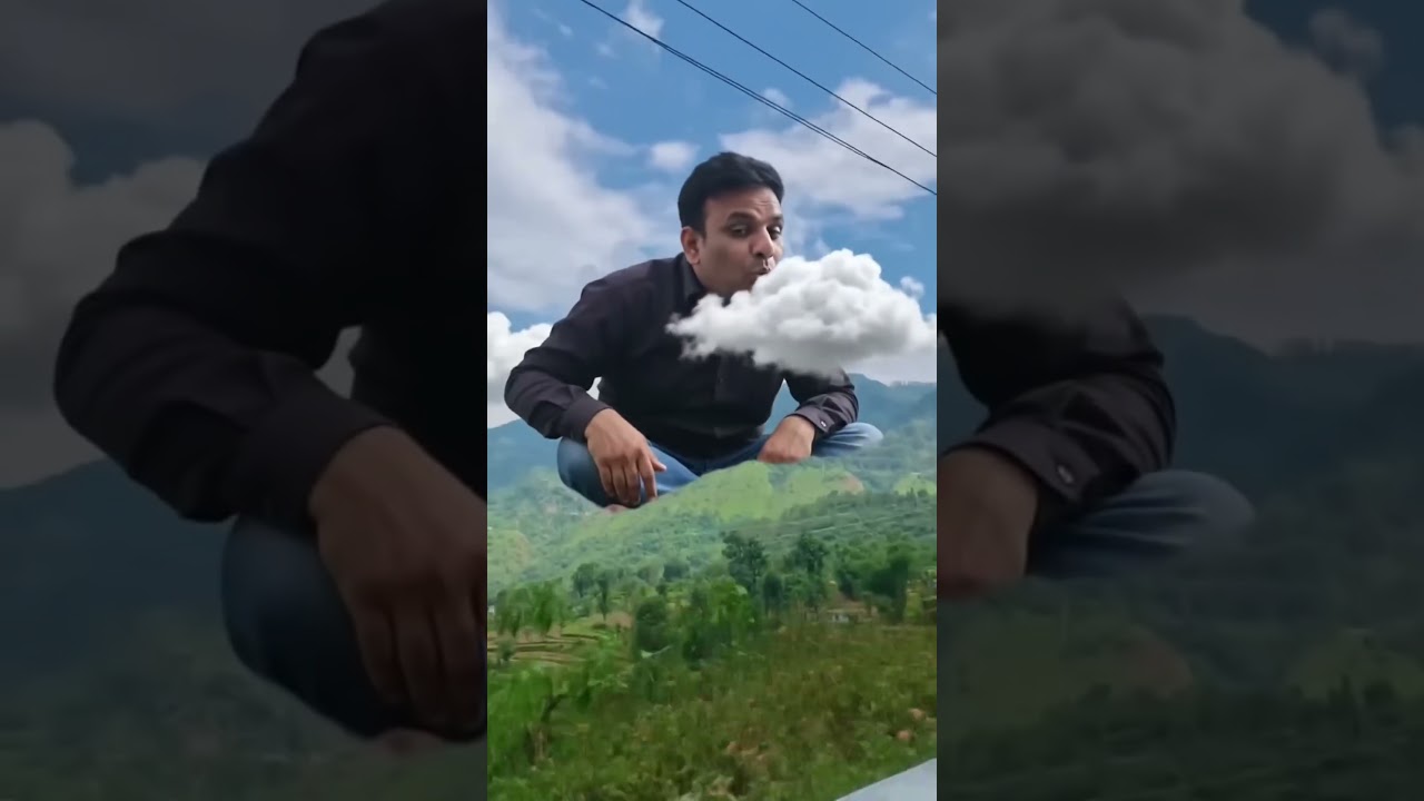 ☁️✨ बादलों की गोद में खड़ा रहस्यमयी इंसान 🌥️👤, सपनों से भी खूबसूरत अद्भुत नज़ारा 💙🌈!