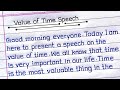 Speech On Value of Time in English | Value of Time Speech in English | Value of Time |