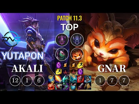DFM Yutapon Akali vs Gnar Top - KR Patch 11.3