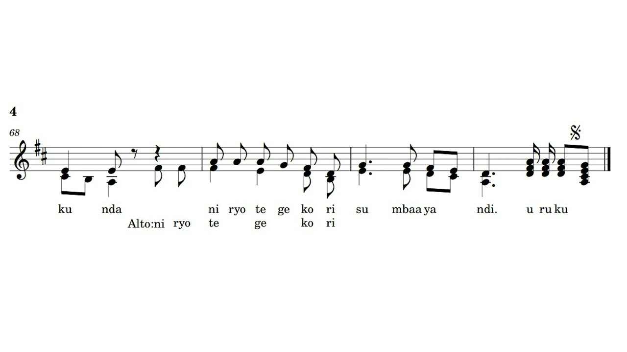 Urukundo ni ubuzima by Sadiki B Anicet Official Score Lyrics Display on Music Sheet