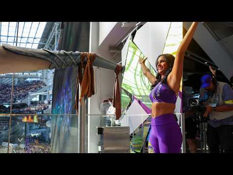 Behind-the-Scenes: Minnesota Vikings Cheerleader Zoe Leads Skol Chant & Sounds Gjallarhorn