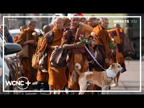 Monks arrive in Rock Hill on peace walk, drawing hundreds of visitors