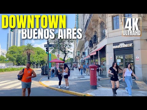 [4K] Downtown Buenos Aires Walking Tour | 9 de Julio Avenue – Iconic City Views