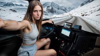 Première fois seule au volant en montagne