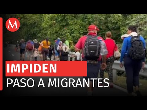Impiden paso a caravana migrante en Zanatepec, Oaxaca