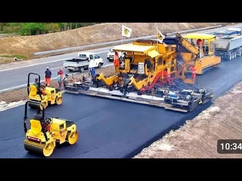 World amazing modern road construction machines, incredible fastest asphalt paving equipment machine