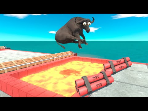 Deadly Jump Over TNT and Lava - Animal Revolt Battle Simulator