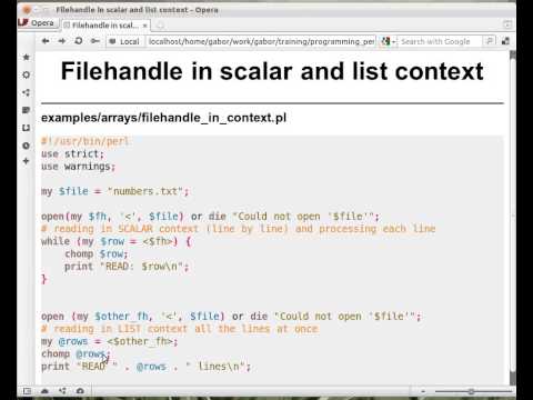 Beginner Perl Maven tutorial: 5.4 - Filehandle in SCALAR and LIST context