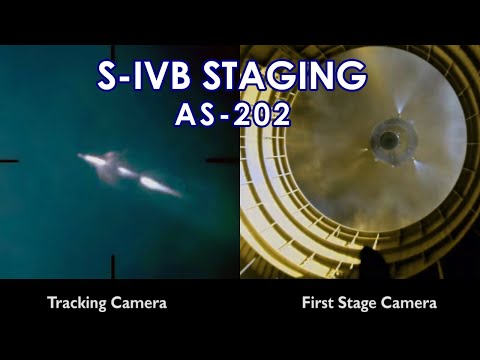 SATURN IB S-IVB Staging - AS-202 - Realtime, Dual Camera View (1966)