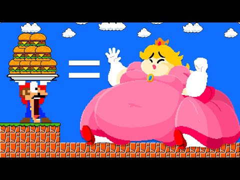 Super Mario Bros:  Mario vs Fat Peach Super Sized Maze Escape | Game Animation