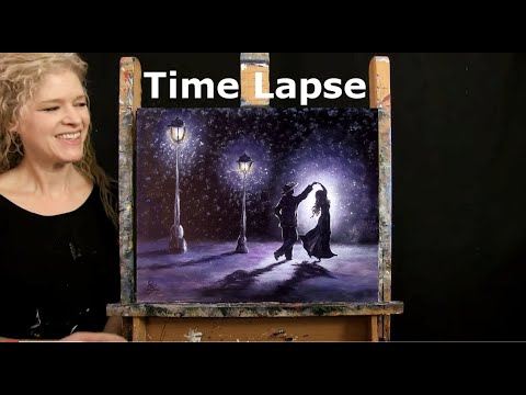 TIME LAPSE - Learn How to Paint "WINTER DANCE" with Acrylic - Landscape Figure Step by Step Tutorial
