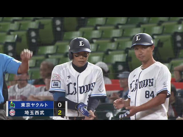 【ファーム】ライオンズ・松原聖弥 しぶとくセンター前へタイムリーヒットを放ち追加点を奪う!!  2024年9月24日 埼玉西武ライオンズ 対 東京ヤクルトスワローズ