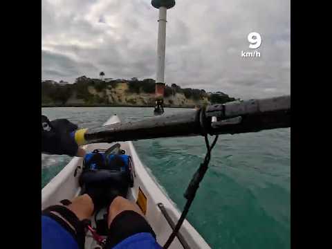 Choppy around the cliff! #surfski #roughsea #kayaker #newzealand
