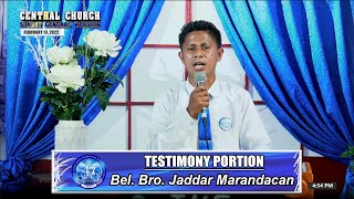 Download Lagu JMCIM | Testimony Portion | Bel. Bro. Jaddar Marandacan | February 13, 2022 Thumbnail
