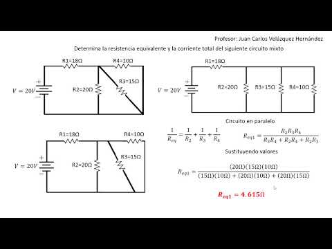 Equivalent resistance and total current in a mixed circuit (example 2)