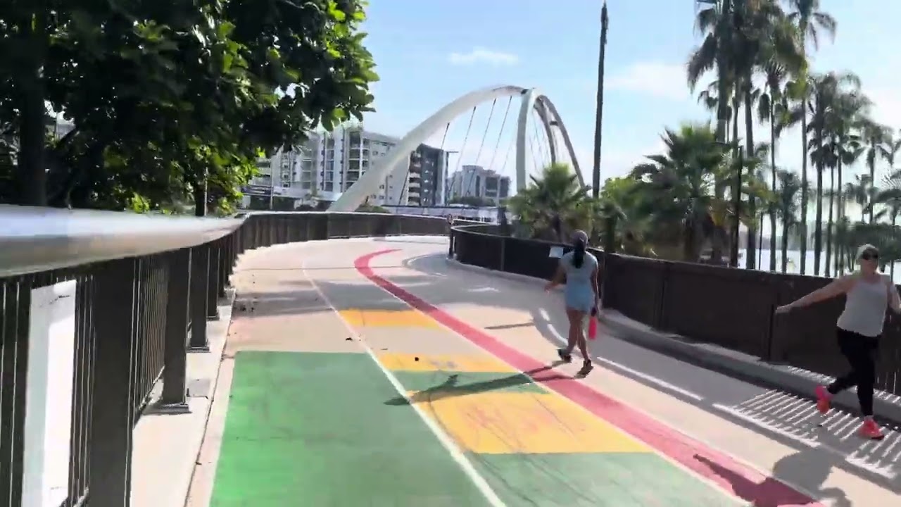 Embark on a walking tour across Breakfast Creek Green Bridge.