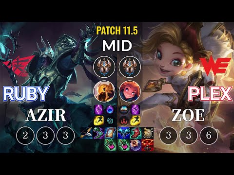 RW Ruby Azir vs WE Plex Zoe Mid - KR Patch 11.5