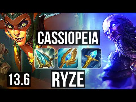 CASSIOPEIA vs RYZE (TOP) | 11 solo kills, 1.4M mastery, 500+ games | KR Master | 13.6