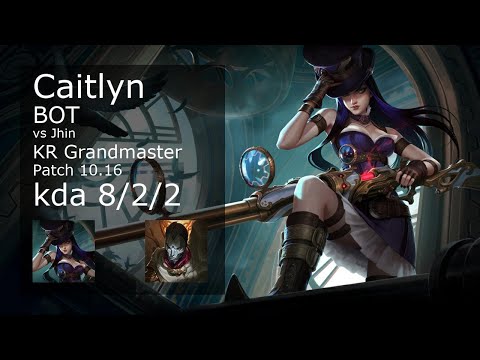 Caitlyn ADC vs Jhin - KR Grandmaster 8/2/2 Patch 10.16 Gameplay // [롤] 케이틀린 vs 진