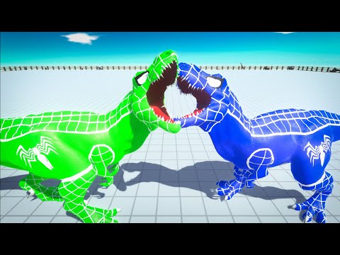 GREEN SPIDERMAN T REX vs BLUE SPIDERMAN T REX DEATH RUN - Animal Revolt Battle Simulator