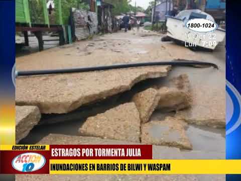 Inundaciones en barrios de Bilwi y Waspam por tormenta Julia