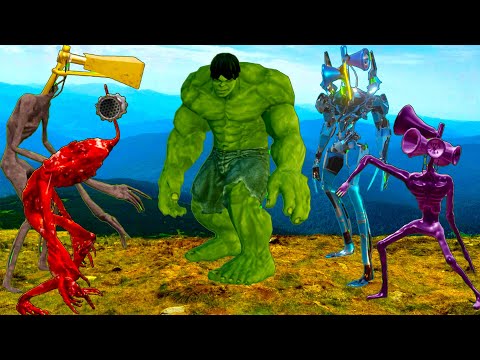 Incredible Hulk VS Team Siren Head VS Mecha Siren Head vs Light Head