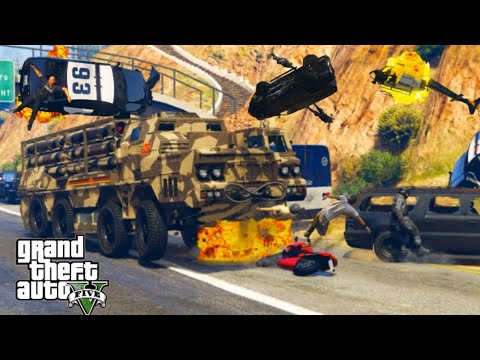 GTA 5 - Chernobog Destroys everything in it's path. Cinematic destruction & 5-star police chase.