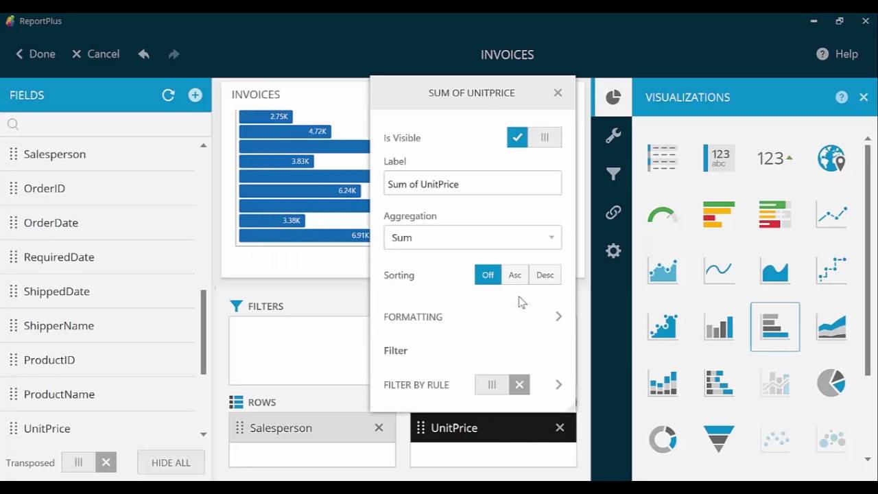 Create a visualization with SQL data with ReportPlus Desktop