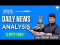 Daily News Analysis 2 October 2023 The Hindu Indian Express UPSC Current Affairs