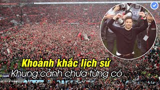 Biển người đổ xuống sân ăn mừng Leverkusen vô địch - khiến trọng tài phải thổi còi hết giờ tức thì