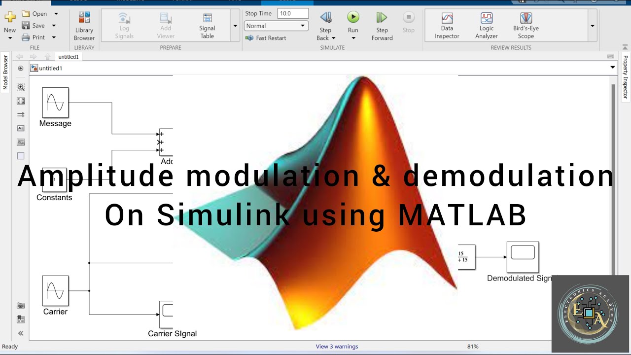 Amplitude Modulation and Demodulation  using SIMULINK on MATLAB || AM lab on MATLAB using Simulink